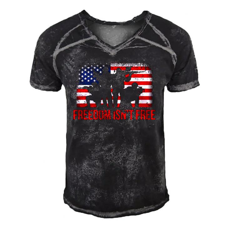 4Th Of July Freedom Isnt Free Veterans Day Men's Short Sleeve V-neck 3D Print Retro Tshirt