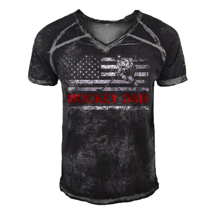 4Th Of July Us Flag Hockey Dad Gift For Fathers Day  Men's Short Sleeve V-neck 3D Print Retro Tshirt