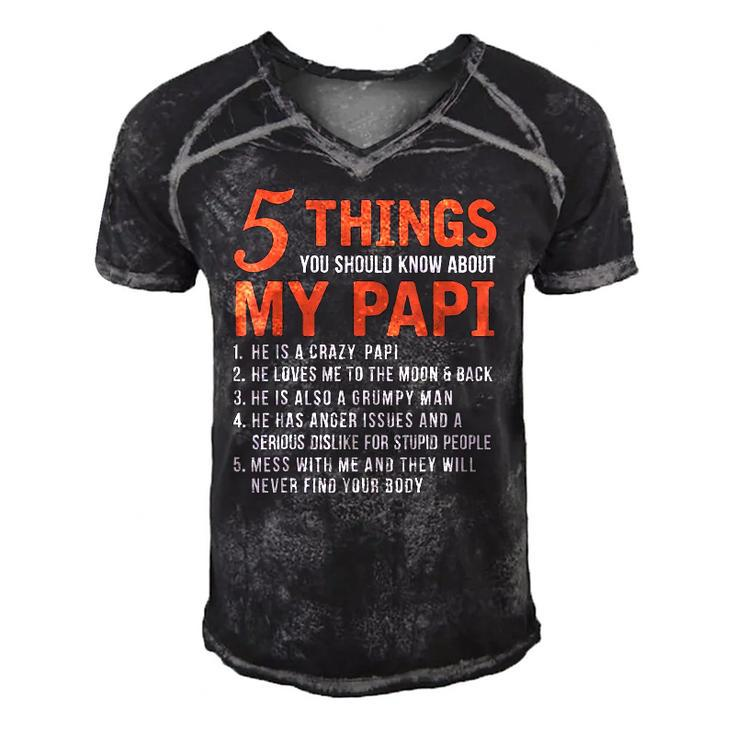 5 Things You Should Know About My Papi Funny Fathers Day Men's Short Sleeve V-neck 3D Print Retro Tshirt