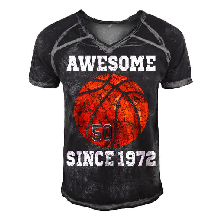 50Th Birthday Basketball Player 50 Years Old Vintage Retro  Men's Short Sleeve V-neck 3D Print Retro Tshirt
