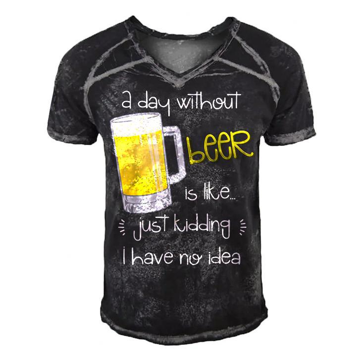A Day Without Beer Is Like Just Kidding  Men's Short Sleeve V-neck 3D Print Retro Tshirt