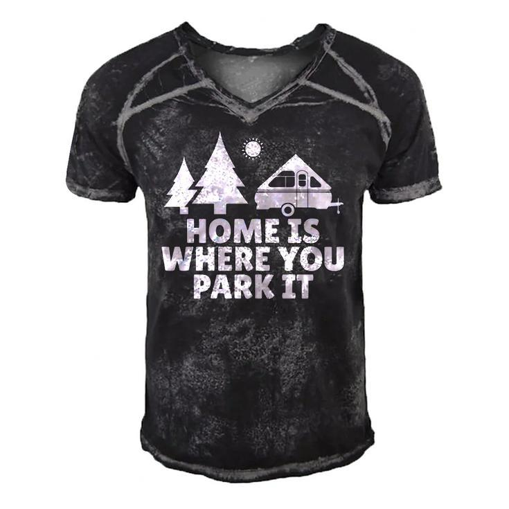 A Frame Camper Home Is Where You Park It Rv Camping Gift  Men's Short Sleeve V-neck 3D Print Retro Tshirt