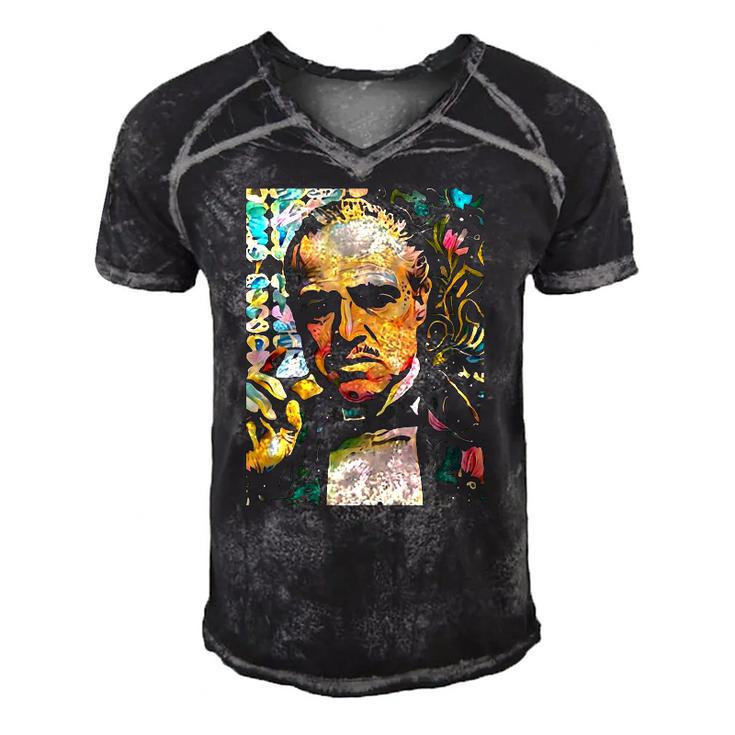 Abstract Of Godfather Classic Men's Short Sleeve V-neck 3D Print Retro Tshirt