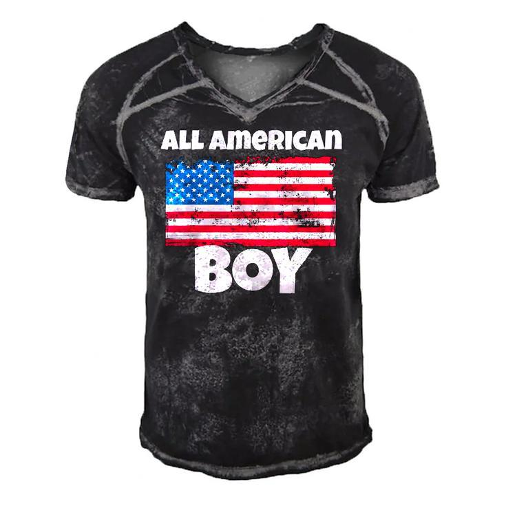 All American Boy Usa Flag Distressed 4Th Of July Men's Short Sleeve V-neck 3D Print Retro Tshirt