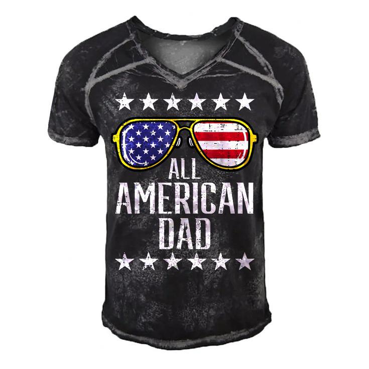 All American Dad 4Th Of July Memorial Day Matching Family  Men's Short Sleeve V-neck 3D Print Retro Tshirt