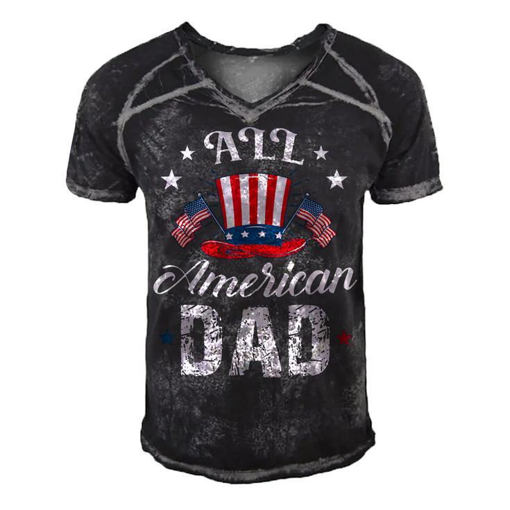 All American Dad 4Th Of July Patriot Hat With American Flag  Men's Short Sleeve V-neck 3D Print Retro Tshirt