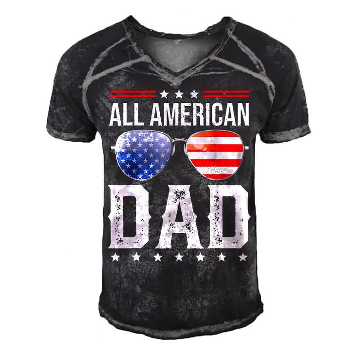 All American Dad 4Th Of July Us Patriotic Pride  V2 Men's Short Sleeve V-neck 3D Print Retro Tshirt