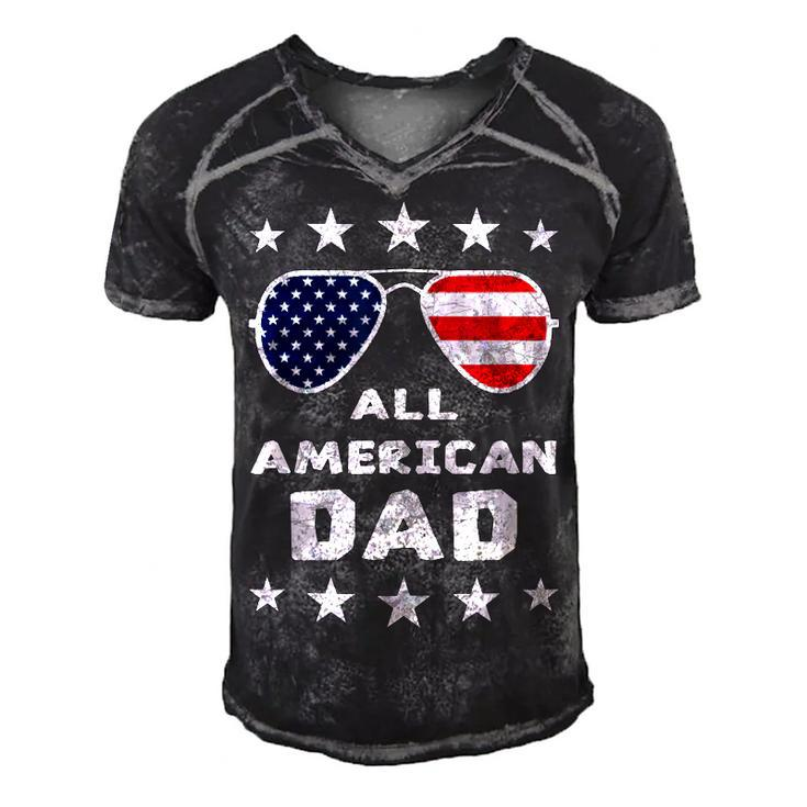 All American Dad Fathers Day 4Th Of July American Pride  Men's Short Sleeve V-neck 3D Print Retro Tshirt