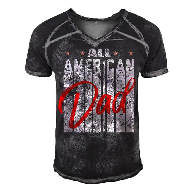 All American Dad Retro 4Th Of July Cool & Funny Melanin Art  Men's Short Sleeve V-neck 3D Print Retro Tshirt