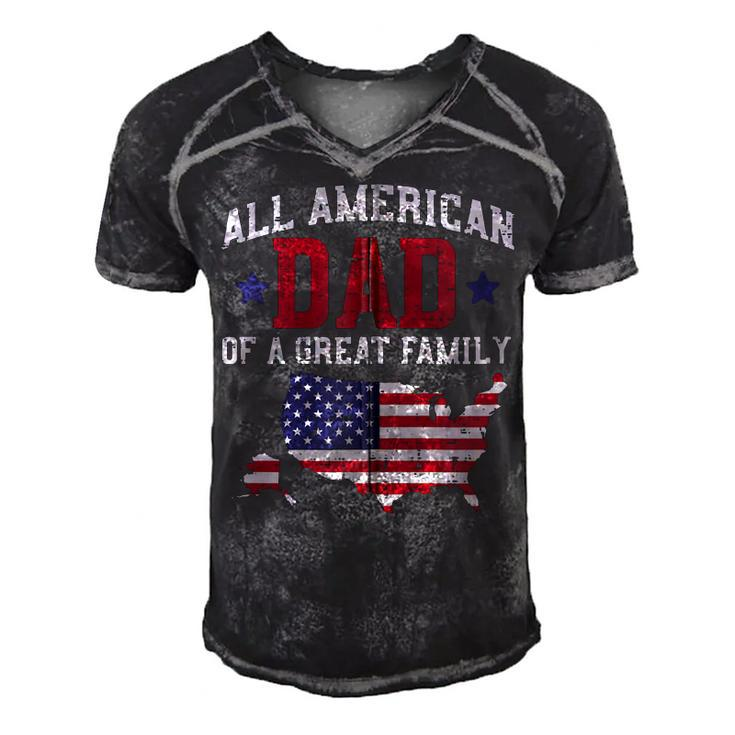 All American Dad Usa Flag 4Th Of July Fourth Patriot Men Zip  Men's Short Sleeve V-neck 3D Print Retro Tshirt