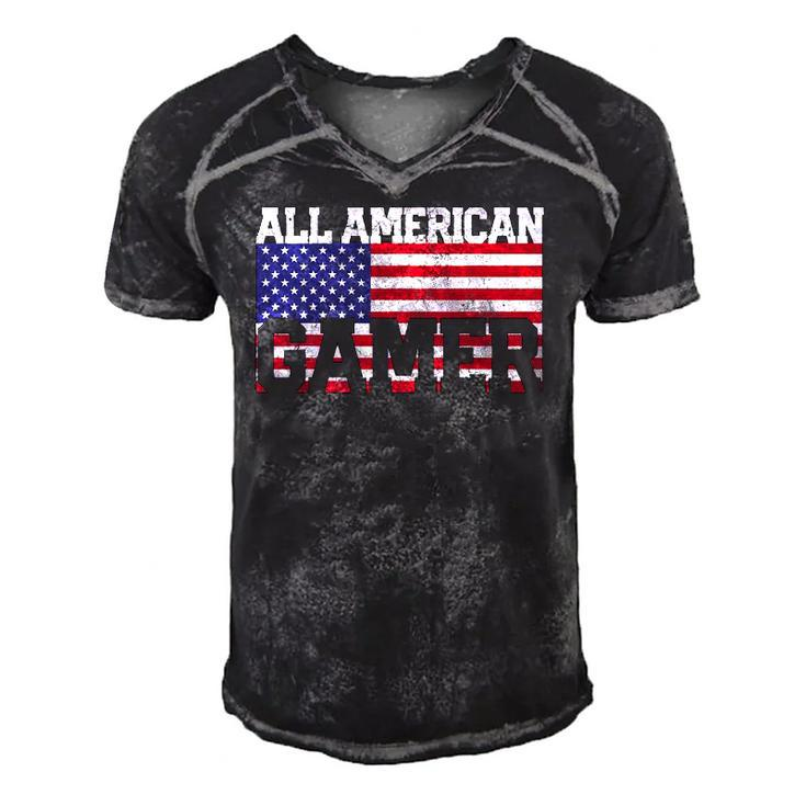 All American Flag Video Gamer July 4Th Boys Kids Men Men's Short Sleeve V-neck 3D Print Retro Tshirt