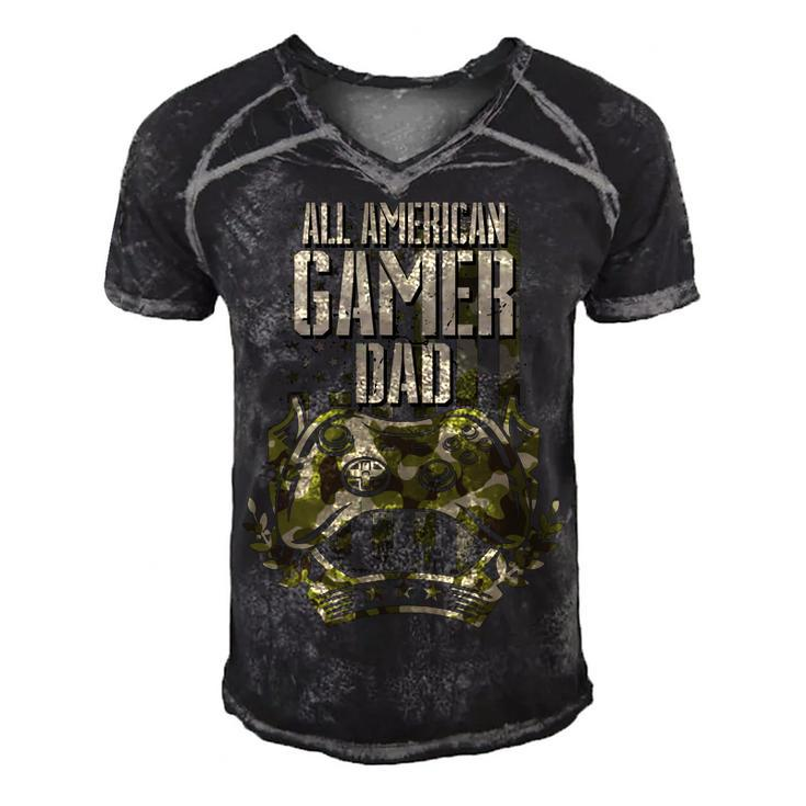 All American Gamer Dad 4Th Of July Independence Day Gaming   Men's Short Sleeve V-neck 3D Print Retro Tshirt