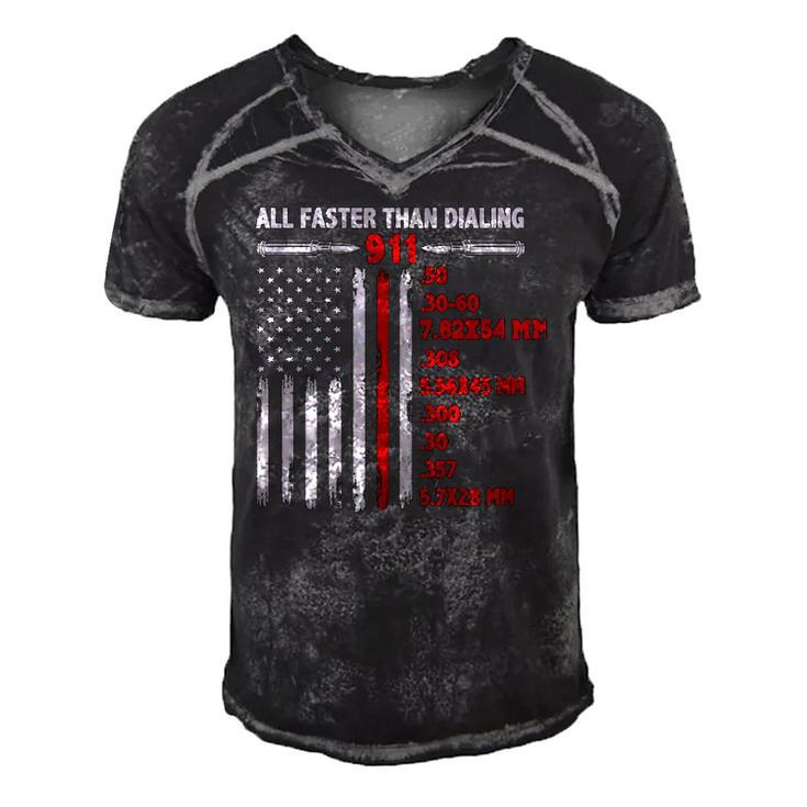 All Faster Than Dialing 911 American Flag Gun Lover Usa Flag  Men's Short Sleeve V-neck 3D Print Retro Tshirt
