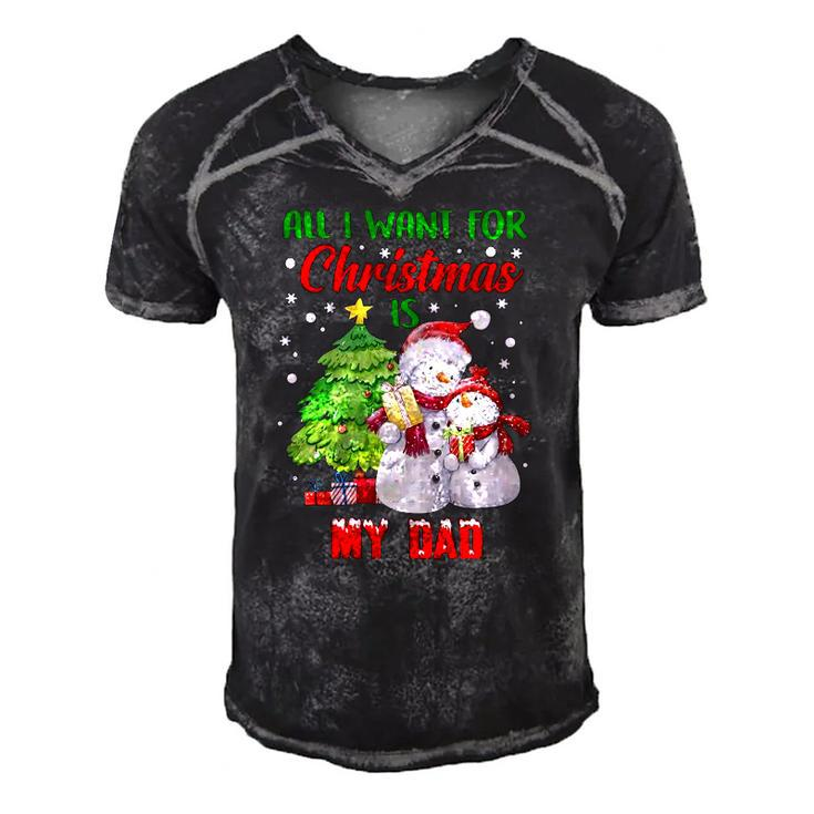 All I Want For Christmas Is My Dad Snowman Christmas Men's Short Sleeve V-neck 3D Print Retro Tshirt