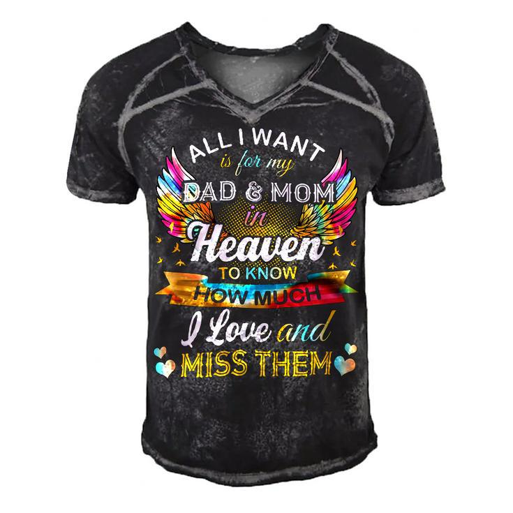 All I Want Is For My Dad & Mom In Heaven 24Ya2 Men's Short Sleeve V-neck 3D Print Retro Tshirt