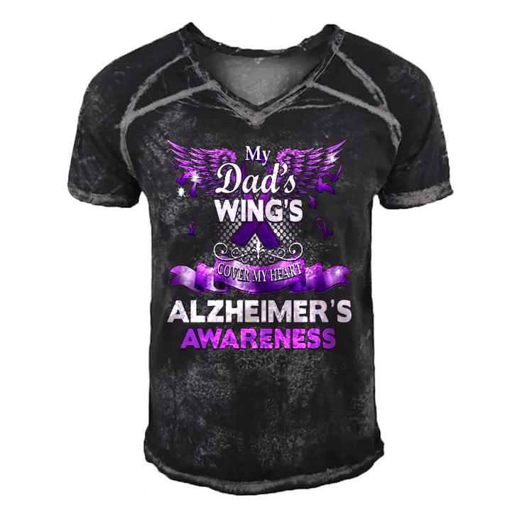 Alzheimers Awareness Gift Products Dads Wings Memorial Men's Short Sleeve V-neck 3D Print Retro Tshirt