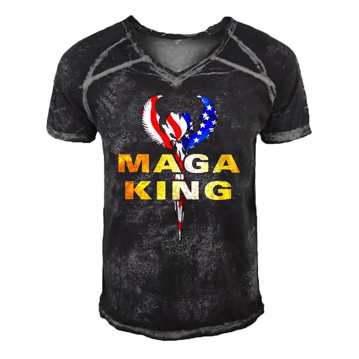 American Eagle Badge Maga King Men's Short Sleeve V-neck 3D Print Retro Tshirt
