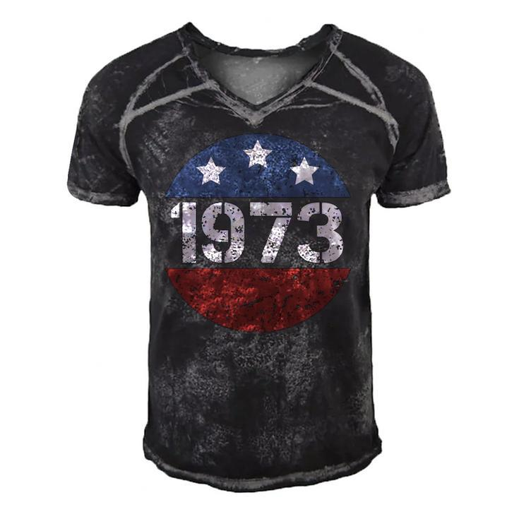 American Flag 1973 Protect Roe V Wade Feminism Pro Choice Men's Short Sleeve V-neck 3D Print Retro Tshirt