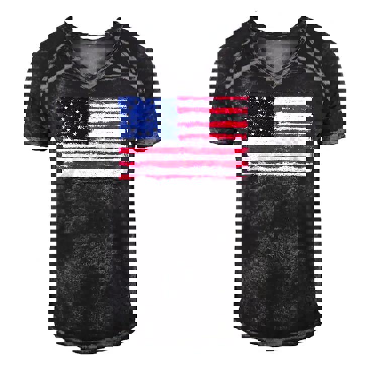 American Flag Betsy Rosswith 13 Stars For Protesters Men's Short Sleeve V-neck 3D Print Retro Tshirt