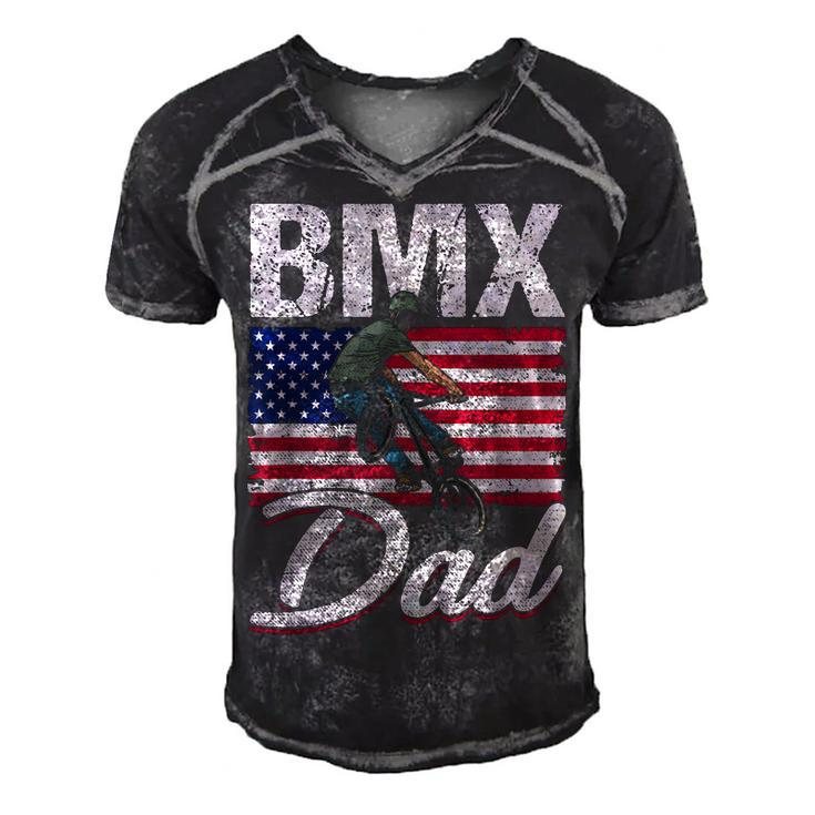 American Flag Bmx Dad Fathers Day  Funny 4Th Of July  Men's Short Sleeve V-neck 3D Print Retro Tshirt