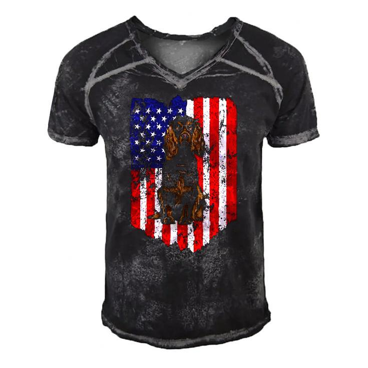 American Flag Boykin Spaniel 4Th Of July Usa Men's Short Sleeve V-neck 3D Print Retro Tshirt