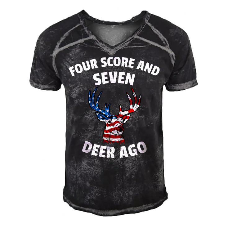 American Flag Deer 4Th Of July - Seven Deer Ago  Men's Short Sleeve V-neck 3D Print Retro Tshirt