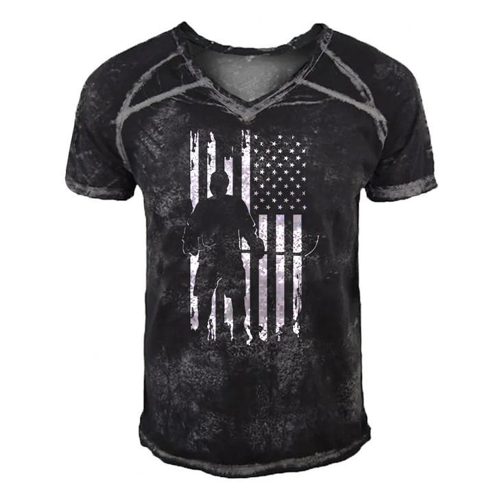 American Flag Hockey Apparel - Hockey  Men's Short Sleeve V-neck 3D Print Retro Tshirt