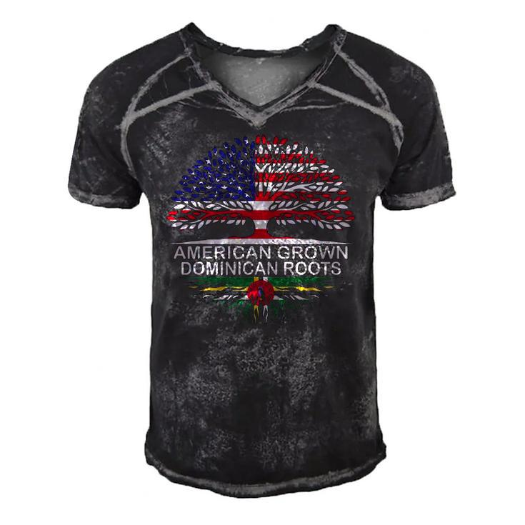American Grown Dominican Roots Dominica Flag Men's Short Sleeve V-neck 3D Print Retro Tshirt