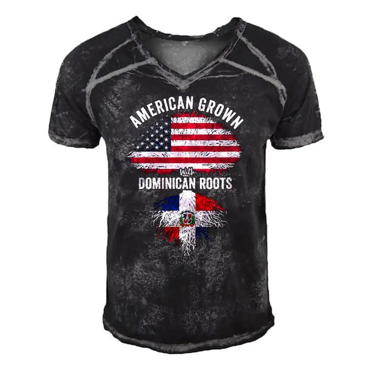 American Grown With Dominican Roots Usa Dominican Flag Men's Short Sleeve V-neck 3D Print Retro Tshirt