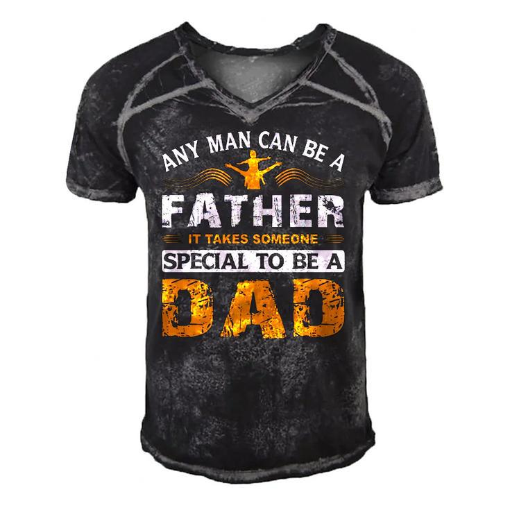 Any Man Can Be A Father For Fathers & Daddys Fathers Day Men's Short Sleeve V-neck 3D Print Retro Tshirt