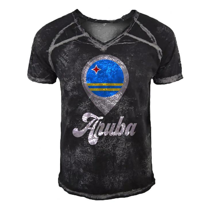 Aruba Aruba Flag Tee I Love Aruba Travel Men's Short Sleeve V-neck 3D Print Retro Tshirt