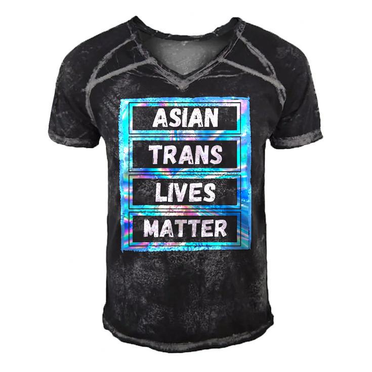 Asian Trans Lives Matter Lgbtq Transsexual Pride Flag Men's Short Sleeve V-neck 3D Print Retro Tshirt