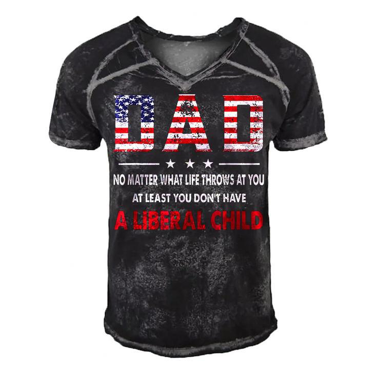 At Least You Dont Have A Liberal Child American Flag  Men's Short Sleeve V-neck 3D Print Retro Tshirt
