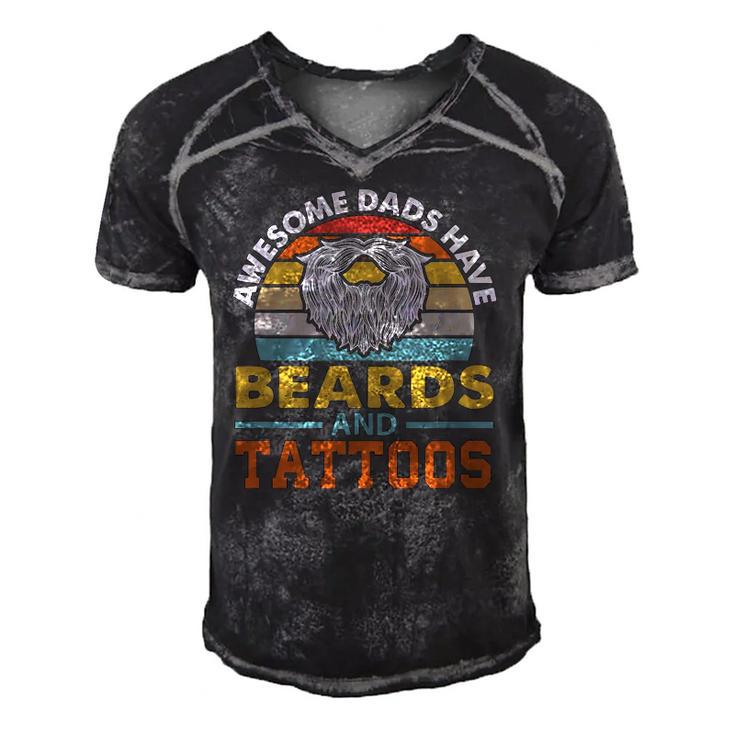 Awesome Dads Have Beards And Tattoo Men's Short Sleeve V-neck 3D Print Retro Tshirt