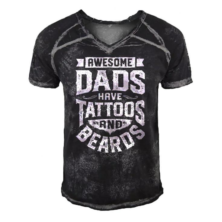 Awesome Dads Have Tattoos And Beards Funny Fathers Day Gift Men's Short Sleeve V-neck 3D Print Retro Tshirt