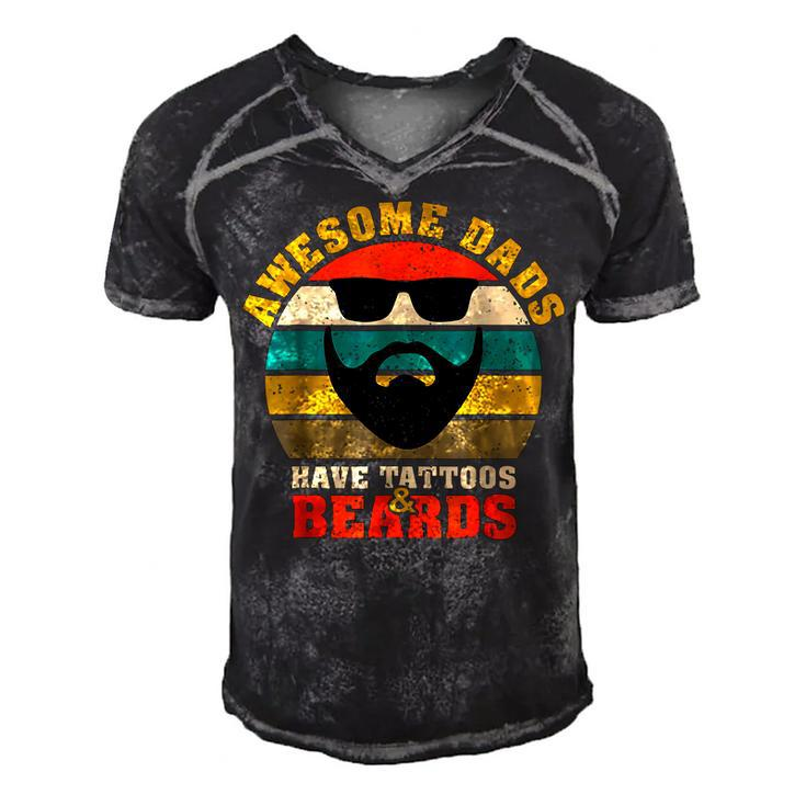 Awesome Dads Have Tattoos And Beards Vintage Fathers Day  V3 Men's Short Sleeve V-neck 3D Print Retro Tshirt