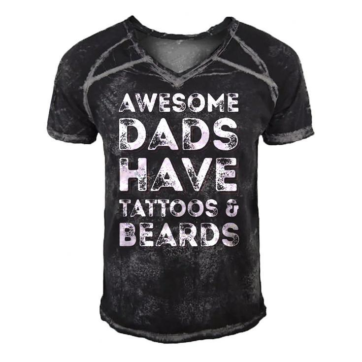 Awesome Dads Have Tattoos And Beardsfathers Day Men's Short Sleeve V-neck 3D Print Retro Tshirt
