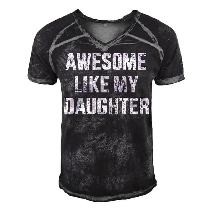 Awesome Like My Daughter For Dad And Fathers Day Men's Short Sleeve V-neck 3D Print Retro Tshirt