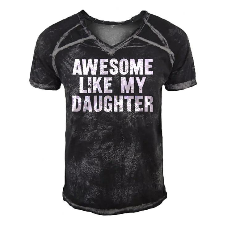 Awesome Like My Daughter Funny Dad Joke Gift Fathers Day Men's Short Sleeve V-neck 3D Print Retro Tshirt