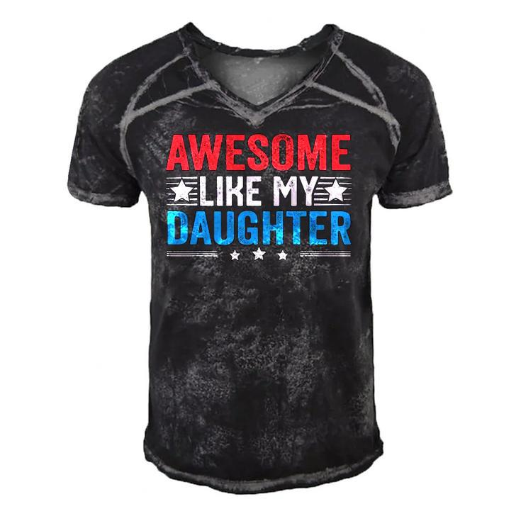 Awesome Like My Daughter Funny Fathers Day Dad Joke Men's Short Sleeve V-neck 3D Print Retro Tshirt