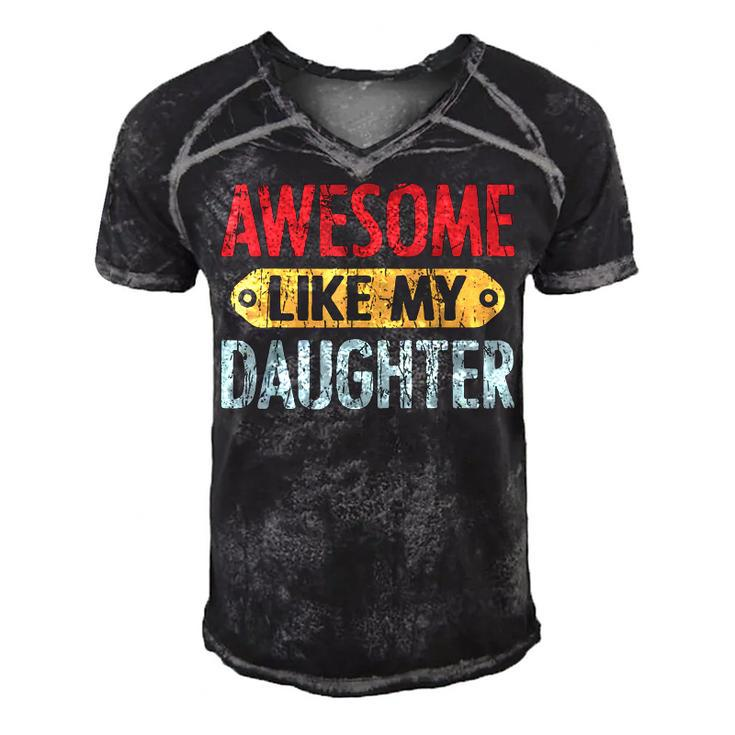 Awesome Like My Daughter Parents Day  V2 Men's Short Sleeve V-neck 3D Print Retro Tshirt