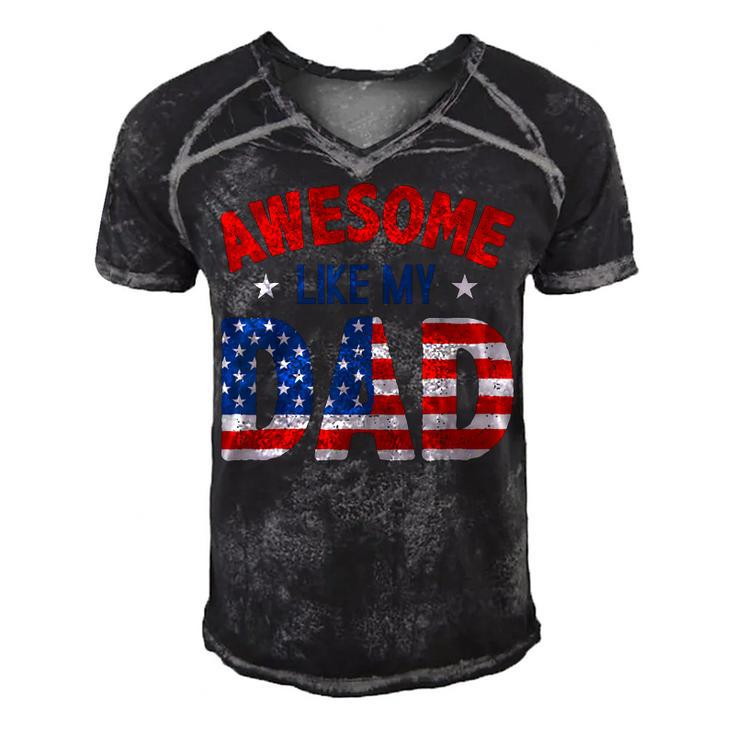 Awesome Like My Patriotic Dad 4Th Of July  Men's Short Sleeve V-neck 3D Print Retro Tshirt