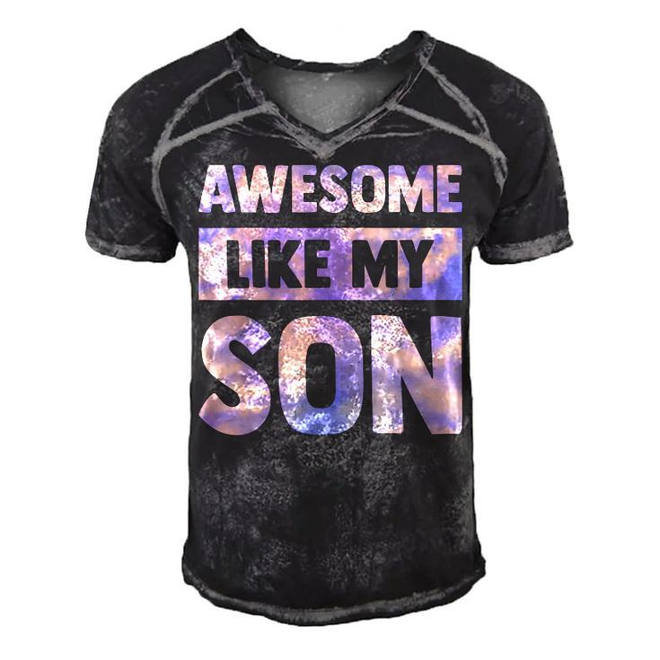 Awesome Like My Son Matching Fathers Day Family Kid Tie Dye  Men's Short Sleeve V-neck 3D Print Retro Tshirt