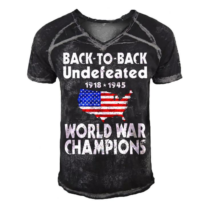 Back To Back Undefeated World War Champs   Men's Short Sleeve V-neck 3D Print Retro Tshirt