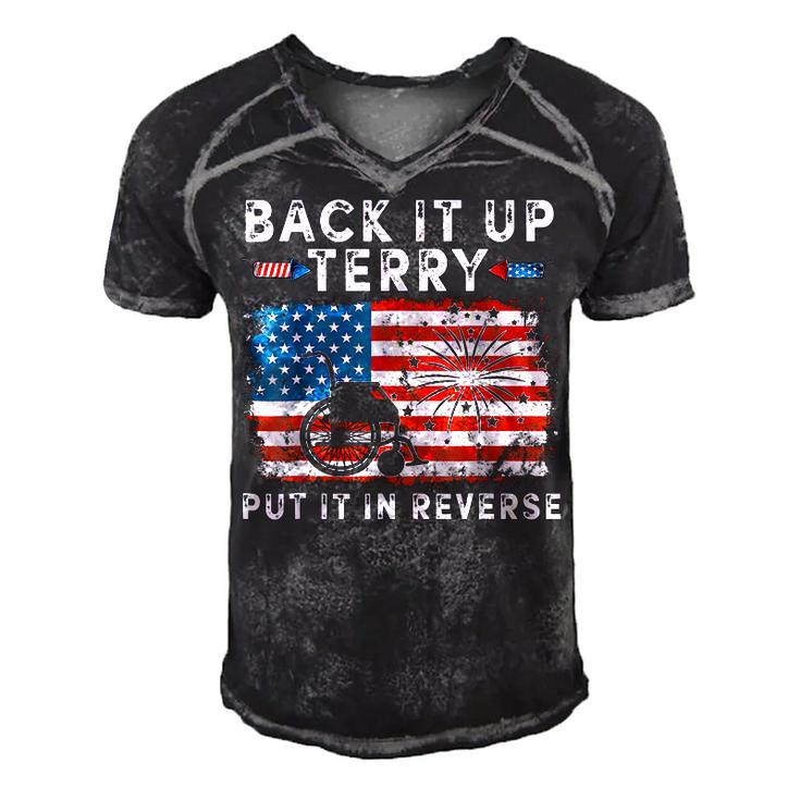 Back Up Terry Put It In Reverse Firework Funny 4Th Of July  V8 Men's Short Sleeve V-neck 3D Print Retro Tshirt