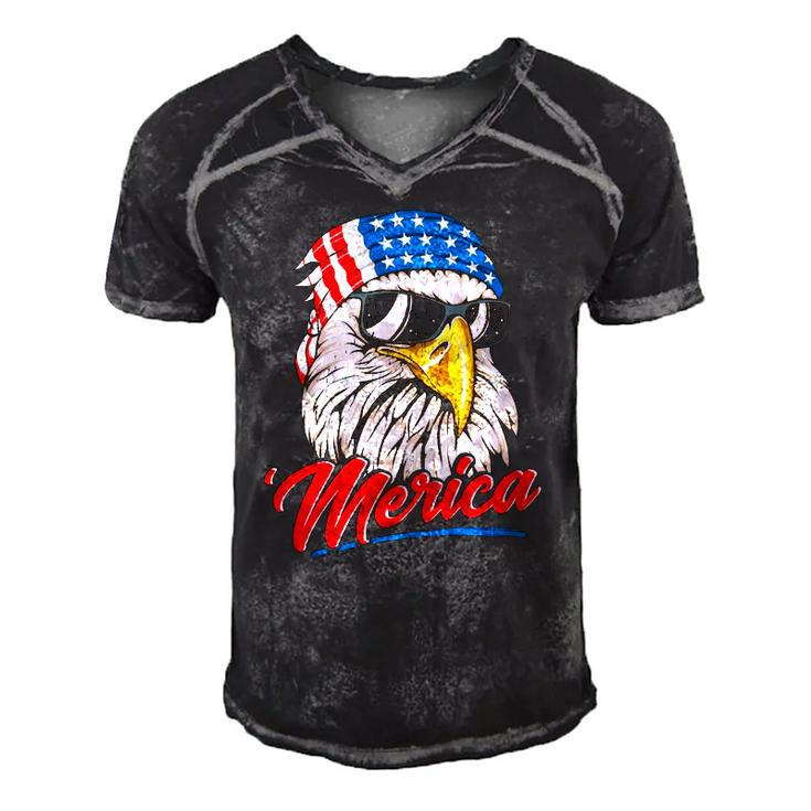 Bald Eagle Merica 80S Mullet Eagle America Usa 4Th Of July Essential Men's Short Sleeve V-neck 3D Print Retro Tshirt