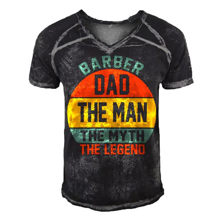 Barber Dad The Man The Myth The Legend Fathers Day T Shirts Men's Short Sleeve V-neck 3D Print Retro Tshirt