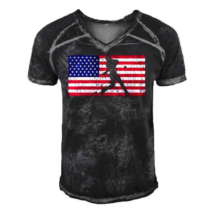 Baseball 4Th Of July American Flag Usa America Patriotic Men's Short Sleeve V-neck 3D Print Retro Tshirt