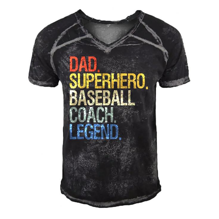 Baseball Coach Dad Superhero Legend Men's Short Sleeve V-neck 3D Print Retro Tshirt