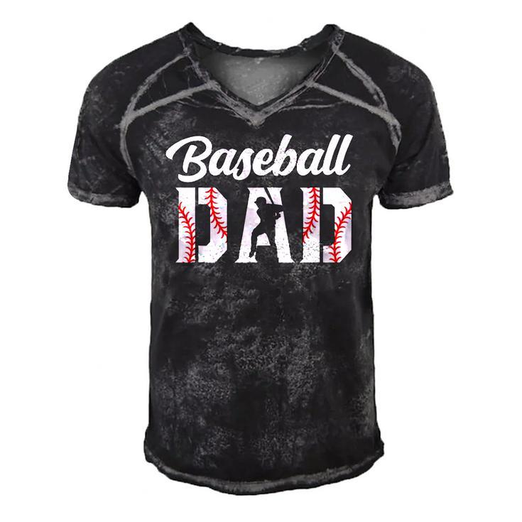 Baseball Dad Apparel - Dad Baseball Men's Short Sleeve V-neck 3D Print Retro Tshirt